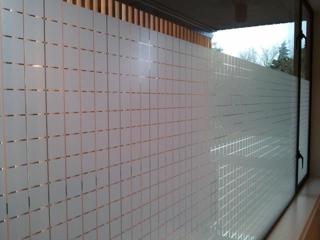 Frosted Decorative Tint providing privacy in Master Bath